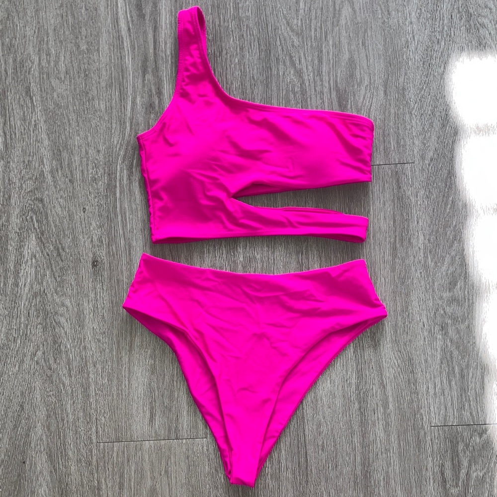 Vibrant Pink One-Shoulder Bikini